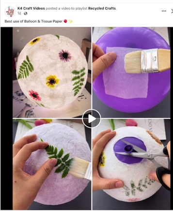 Mar 28 - A simple project using a balloon and tissue paper. Photo credit - Facebook: K4 Craft Videos.
